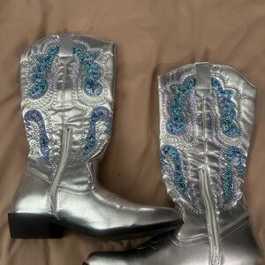 Silver Embellished Women's Boots